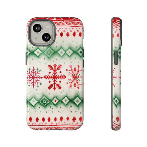 Icelandic Watercolor inspired by Christmas Sweaters - Impact Resistant Phone Case iPhone 14 Glossy
